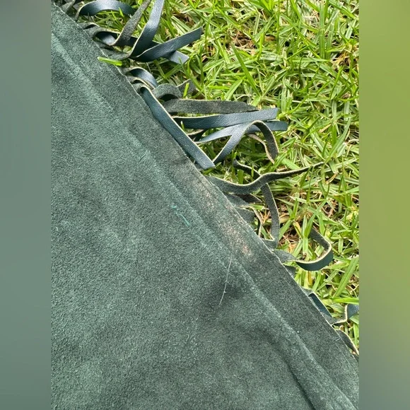 60s-70s Vintage Green Suede Chaps - Picture 10 of 15